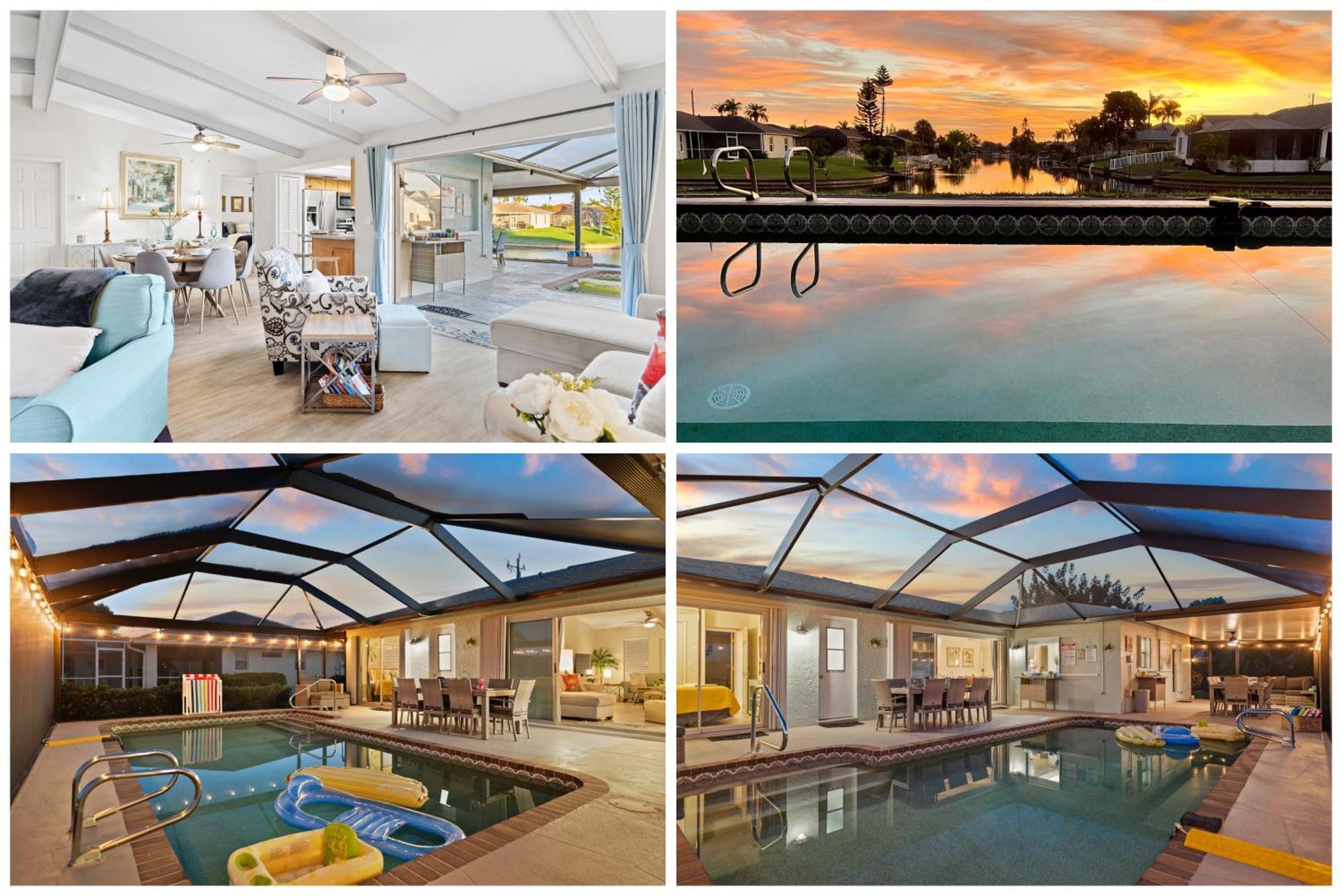 Serenity Waterfront Villa With King Suite, Private Pool, Great Lanai Enclosure And Long Water Views ケープコーラル エクステリア 写真